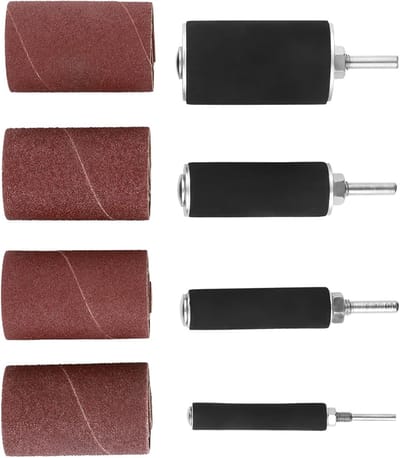 Complete Set van 20 Stukken voor Trommel Schuren met Koffer - Inclusief 4 Rubber Trommels en 16 Schuurbandhoezen voor Boorstandaard