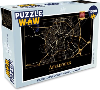 Puzzel Kaart - Apeldoorn - Goud - Zwart - Legpuzzel - Puzzel 1000 stukjes volwassenen