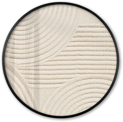 Poster in lijst Rond - Fotolijst 60x60 cm - Posters - Patroon - Abstract - Wit - Ronde posterlijst zwart - Decoratie - Wanddecoratie woonkamer - Muurdecoratie slaapkamer