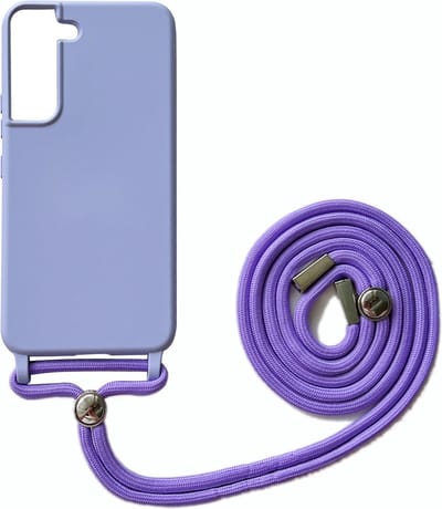 Casemania Hoesje Geschikt voor Samsung Galaxy S22 Plus - Paars - Siliconen Back Cover met Koord - Telefoonhoesje met Koord - Crossbody Lanyard Cord Case
