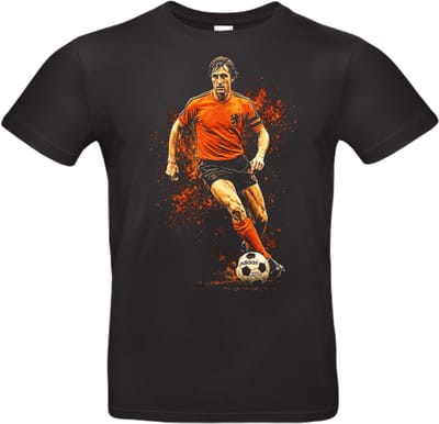 T-shirt zwart met opdruk van het grootste Nederlands voetbal icoon Johan Cruijff maat S van Shirtmakelaar