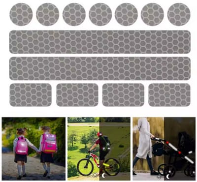 ZOETTT Reflecterende Veiligheids stickers - zilver - 13 stuks - Reflectietape voor kinderwagen, buggy, fiets, helm - Zichtbaar in het donker