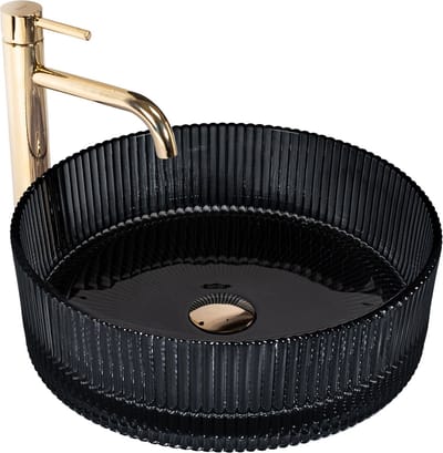 Rea Ingrid - Wastafel Op Het Aanrecht - Zwart - Round rond - 40X40X13Cm