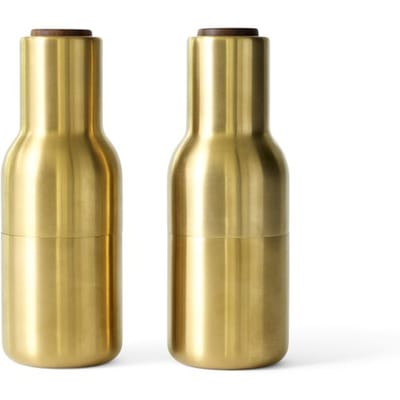 Audo Bottle Grinder Classic molenset - messing, geborsteld - deksel walnoot