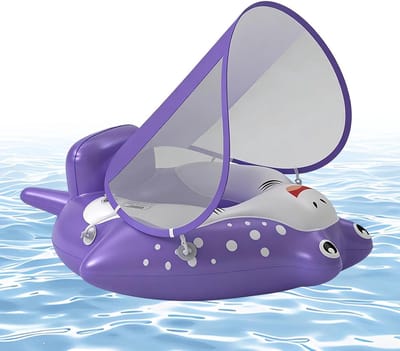 Baby Zwemring - Baby Float - Veilig Zwemmen Leren - Met Zonnedak - 6-36 Maanden - Paars