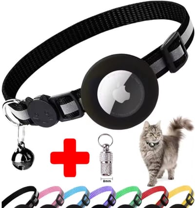 Actie4you® - Kattenhalsband Tag Houder met Adreskoker & Veiligheidssluiting - Katten Halsband - Halsband kat & kitten - Kattenbandje met belletje - Reflecterend - Zwart - Tag Houder & Adreskoker - Voor katten & kittens