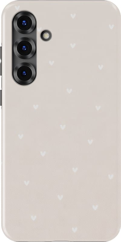 Tough Hoesje met Hartjes Samsung Galaxy S25 Plus | Little Love Tough Case Geschikt voor Mag | Hartjes Print Backcover Samsung Galaxy S25 Plus Ivory Hearts