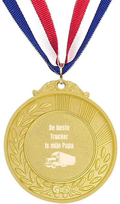 Akyol - de beste trucker is mijn papa medaille goudkleuring - Vrachtwagen chauffeur - beste vrachtwagenchauffeur - best truck driver - accessoires - vrachtwagen speelgoed