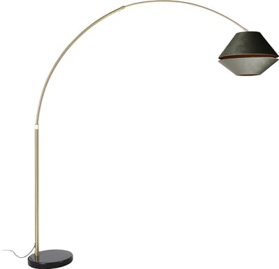 QAZQA xxl - Klassieke Booglamp | Vloerlamp | Staande Lamp met kap - 1 lichts - H 269 cm - Zwart Goud - Woonkamer | Slaapkamer | Keuken