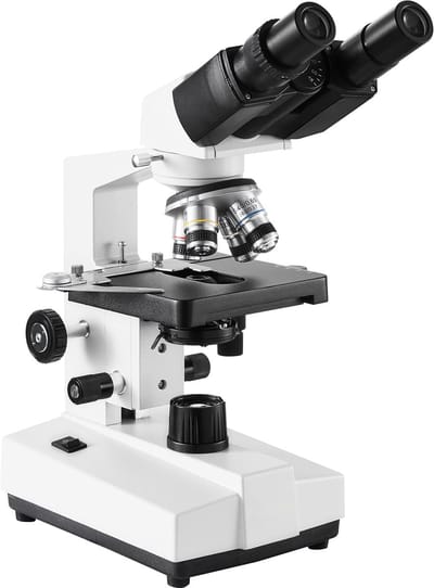 Binoculaire Samengestelde Microscoop, Vergroting 40x tot 2500x, Laboratoriummicroscoop met Led-Verlichting, Tweelaagse Mechanische Tafel, Incl，Telefoonhouder en Microscoopglaasje