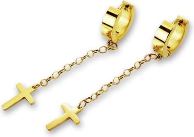 Amanto Oorbellen Dayan L Gold - 316L Staal - Kruis - 4mm - 57mm - ∅13mm
