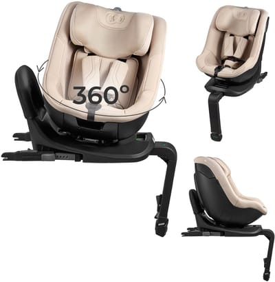 Kinderkraft I-GUARD PRO Autostoel – 61-105 cm – i-Size – Met Isofix – 360° Draaibaar – Beige