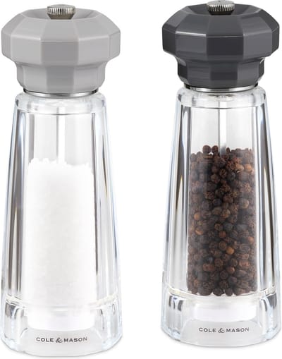 Cole & Mason Lowestoft Peper- en Zoutmolenset 17cm - Acryl - ABS - Traploos Instelbare Maalgrootte
