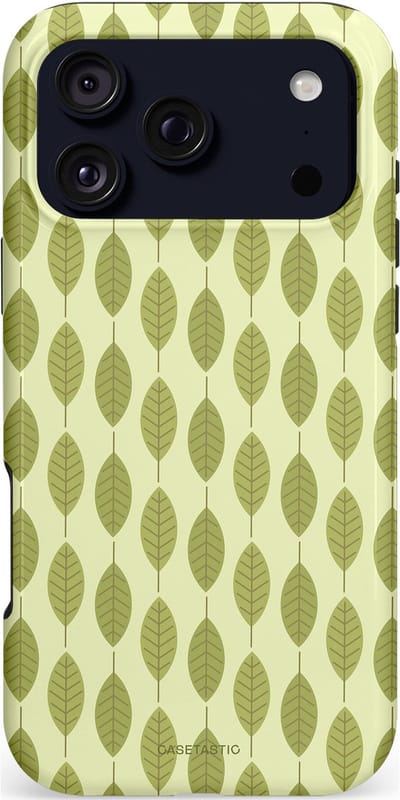 Casetastic hoesje geschikt voor Apple iPhone 17 Pro Max - MagSafe - Dubbellaagse bescherming - Bladerenpracht in het groen - Fashion Case - Crème Olijfgroen