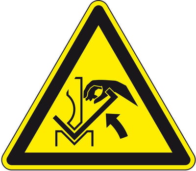 Waarschuwingssticker hand tussen werkstuk - ISO 7010 - W031 50 mm - 10 stuks per kaart
