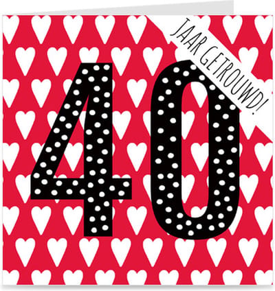 40 JAAR GETROUWD | kaart / wenskaart met envelop | voor trouwdag / huwelijksjubileum / robijnen huwelijk