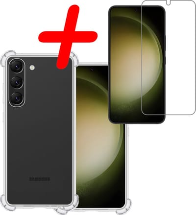 Hoesje Met Screenprotector - Geschikt voor Samsung Galaxy S23 - Sterk & Shockproof - Siliconen Case - Back Cover - Telefoon Hoes - Shock Proof - Transparant