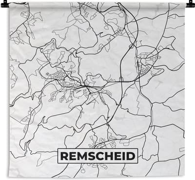 Wandkleed - Wanddoek - Remscheid - Plattegrond - Kaart - Stadskaart - 90x90 cm - Wandtapijt