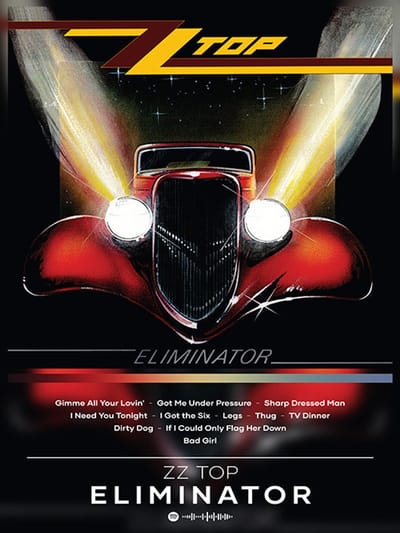Signs-USA - Concert Sign - metaal - ZZ Top - Eliminator - 20 x 30 cm
