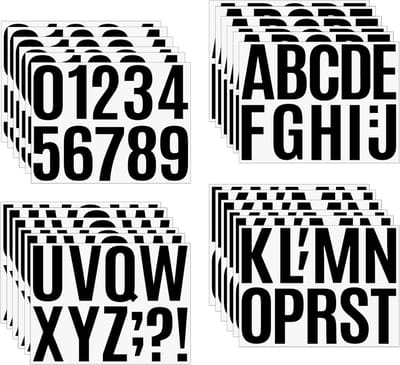 24 vellen, zelfklevend, waterdicht, letters, zelfklevend, 10 cm, cijferstickers, gebruikt voor het markeren van adresnummers van ramen en deuren (zwart)