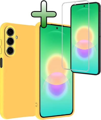 Hoesje Met Screenprotector - Geschikt voor Samsung Galaxy A27 - Sterk & Shockproof - Back Cover - Siliconen Case - Telefoon Hoes - Geel