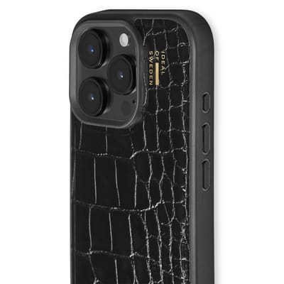 iDeal of Sweden Vegan Leather Backcover geschikt voor Apple iPhone 16 Pro Max - Black Croco