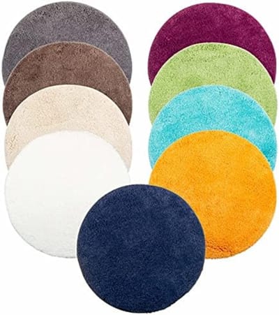 PromoHome Ronde Badkamermat Ø 60 cm - Zachte Chenille met Antislip Onderkant