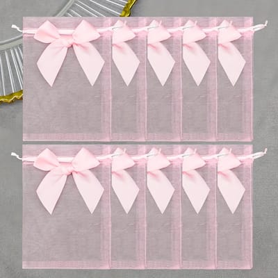 20 Stuks Doorzichtige Organza Zakjes, Sieraden Zakjes, Snoep Roze Trekkoord Zakjes, Bruiloft Bedankjes Zakjes - Feest Bedankjes Zakjes, 10cm/3.93in, 12cm/4.72in roze
