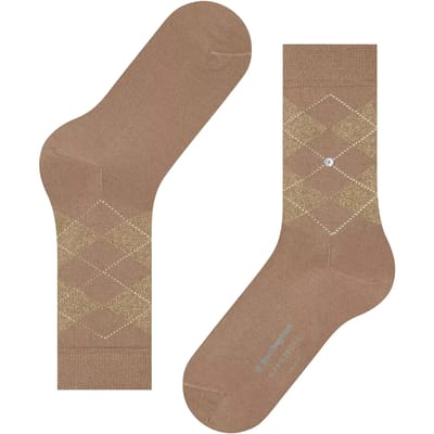 Burlington Marylebone Lurex gedessineerd wol sokken dames bruin - maat 36-41