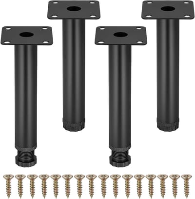 Verstelbare Meubelpoten 15 cm - Set van 4 Zwarte Metaal Poten voor Meubilair