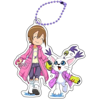 Digimon Adventure Agumon Sleutelhangers Yagami Taichi Ishida Gabumon Doe-het-zelf Acryl Actie Speelgoedfiguren Anime Spel Collectie Hanger 5cm pink