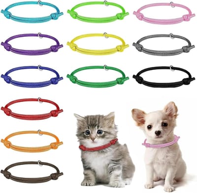 12 Stuks Verstelbare Puppy ID Halsbanden, Zachte Nylon Whelping Halsbanden met Veiligheidsgesp voor Nieuwe Puppy’s en Kittens, Ideaal voor Identificatie en Training