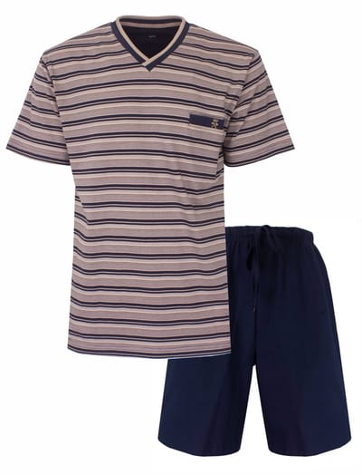 Paul Hopkins Heren Shortama - V-hals en borstzakje - Donker Blauw - Maat S