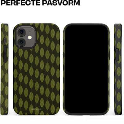 Casetastic hoesje geschikt voor Apple iPhone 12 Mini - Dubbellaagse bescherming - Donkergroene Bladerendek - Fashion Case - Zwart Donkergroen