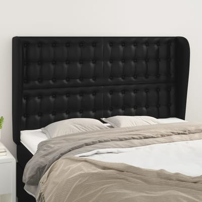 vidaXL - Hoofdbord - met - randen - 147x23x118/128 - cm - kunstleer - zwart
