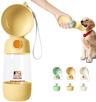 Namajunas - 2-in-1 draagbare drinkfontein voor honden met voerbakje - Drinkfles honden voor onderweg - Drinkfles hond - Geschikt voor kleine honden - Geschikt voor wandelingen, trektochten en reizen - 3 set- Waterfles hond