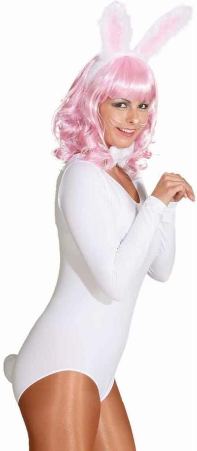 Verkleed accessoire set - Konijn - 3-delig - Wit - polyester - Carnaval verkleedkleding