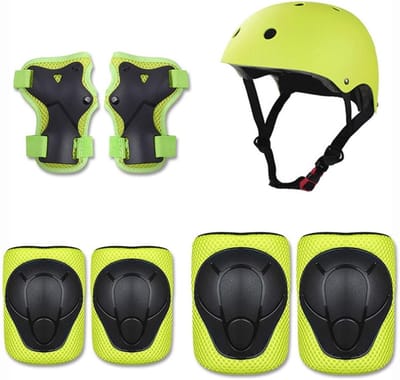 Beschermende Set - Valbescherming Kinderen - Buitensporten - 7 Delige Kit - 3-9 Jaar - Groen