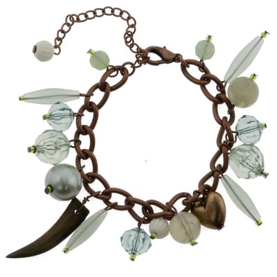 Behave - Bedelarmband - Bronskleur groenaccent speels design - 15 cm