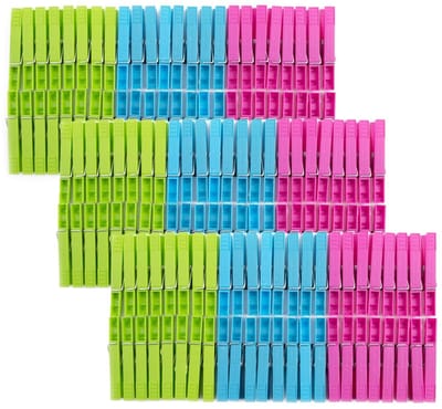 Benson Wasknijpers - 144x stuks - kleurenmix fel - kunststof - 8 cm - was op hangen