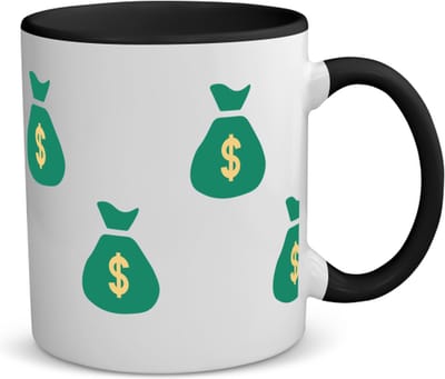 Akyol - geld zakken koffiemok - theemok - zwart - Geld - iemand die van geld houdt - cadeau voor iemand die houdt van geld - verjaardagscadeau - gift - geschenk - 350 ML inhoud