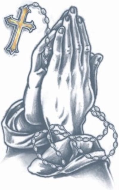 Tinsley Neptatoeage Prison Tattoo Praying Hands Polyester