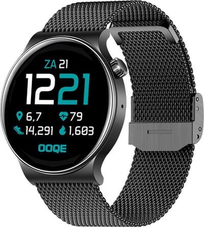 OOQE WATCH CS PRO - Smartwatch Heren en Dames | Geschikt voor iOS en Android | 10 kleuren | HD | Notificaties | Gezondheidsanalyse | Sportanalyse | GPS Koppeling | Bellen | Muziek/Audio Luisteren | Spelletjes | Ergonomisch | Nederlandstalig | Zwart