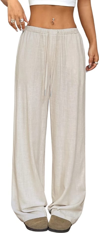 Livano Linnen Broek Dames - Zomerbroek - Volwassenen - Lange Broek - Pantalon - Strandbroek - Zomer - Ibiza Stijl - Beige - Maat XS