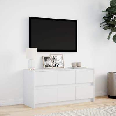 vidaXL - Tv-meubel - met - LED - 100x34x50 - cm - bewerkt - hout - wit