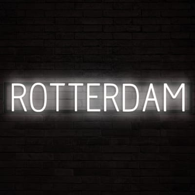 ROTTERDAM - Lichtreclame Neon LED bord verlicht | SpellBrite | 92,74 x 16 cm | 6 Dimstanden & 8 Lichtanimaties | Reclamebord neon verlichting