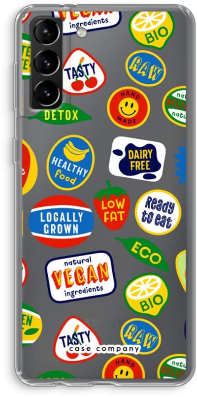 Case Company® - Hoesje geschikt voor Samsung Galaxy S21 Plus hoesje - Fruitsticker - Soft Cover Telefoonhoesje - Bescherming aan alle Kanten en Schermrand