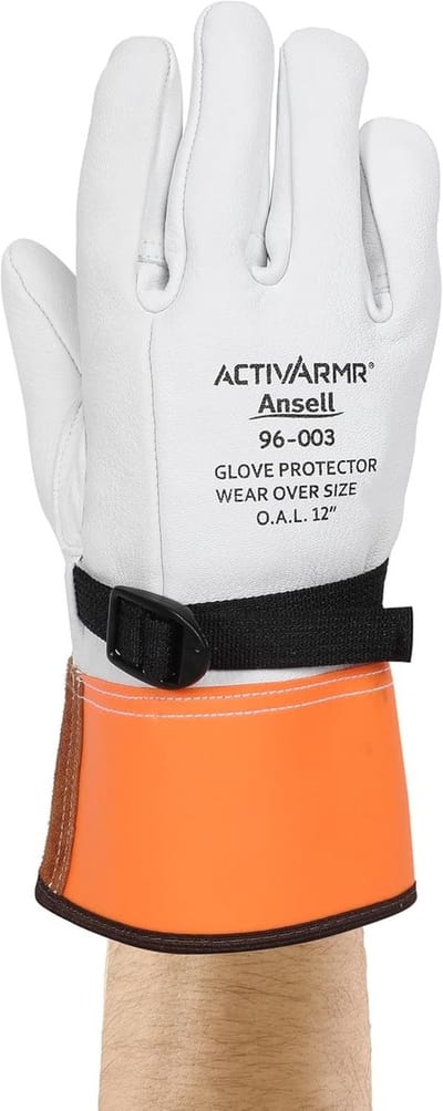 Ansell Activ Armr 96-003, Werkhandschoenen voor elektriciens, elektrische beschermingsklasse 1 & 2 (7500V-17000V), isolerende leren handschoenen voor professionals, maat 10/ XL