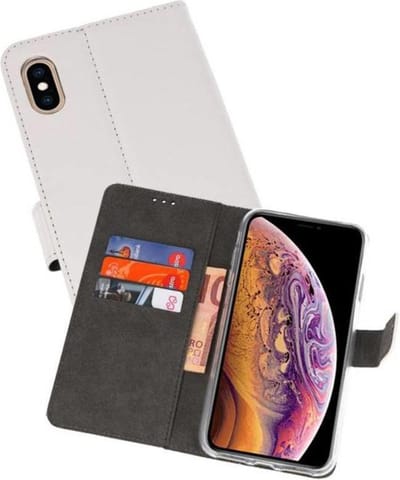 Booktype Telefoonhoesjes - Bookcase Hoesje - Wallet Case - Geschikt voor iPhone XS Max - Wit