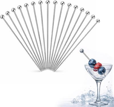 16 stuks cocktailplectrums, roestvrijstalen metalen martini-plectrums, spiesjes voor voorgerechten en tandenstokers - ShopVlot
